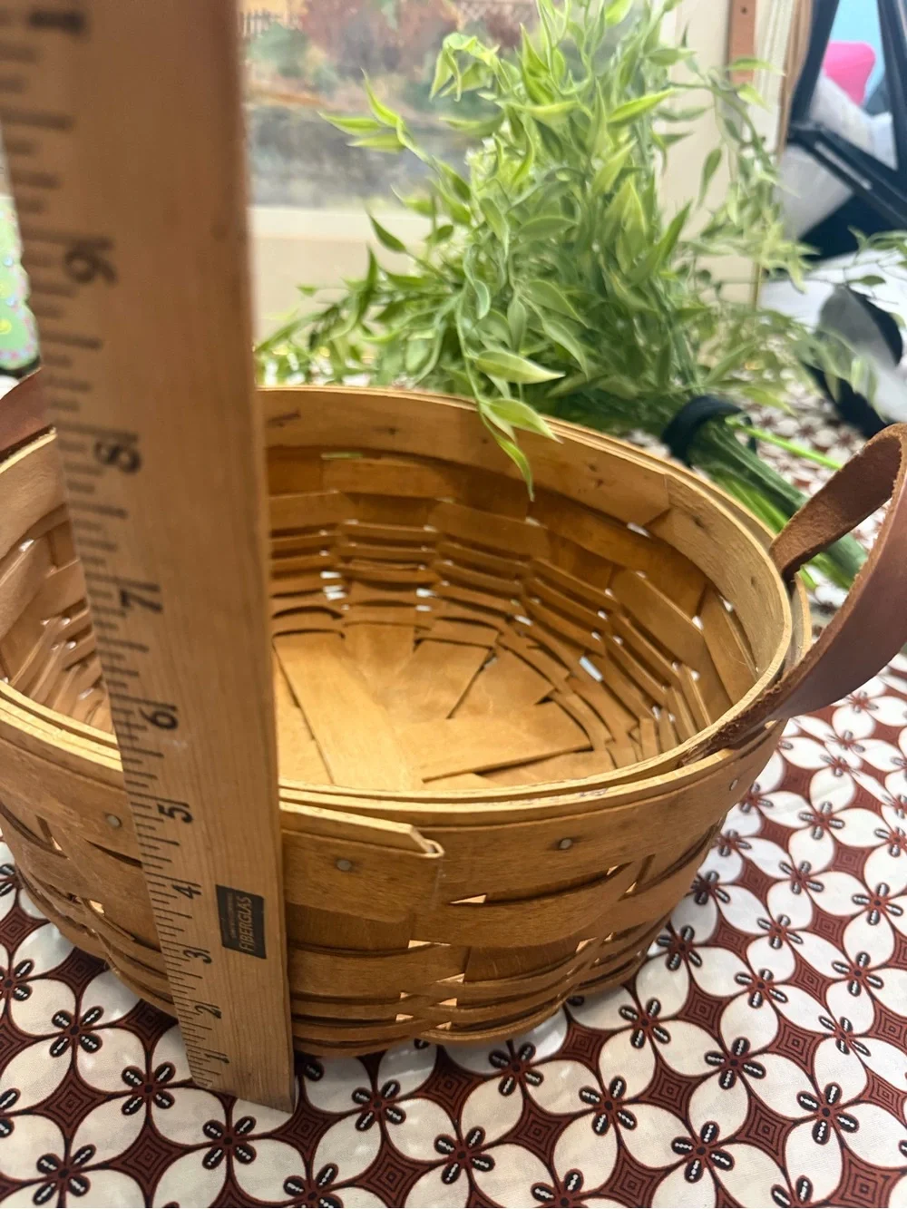 Longaberger 19 century round Basket with Leather Handles